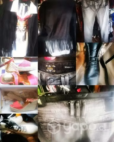 Mucha ropa moderna, accesorios y artesanía