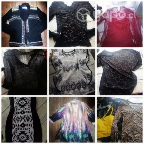 Mucha ropa moderna, accesorios y artesanía