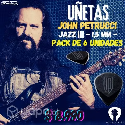 Pack 6 uñetas jim dunlop john petrucci jazz iii