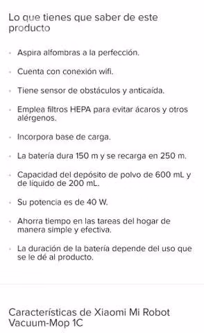 Xiaomi aspiradora y trapeadora robot usada