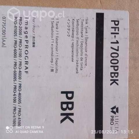 Tinta canon pfi 1700pbk black original de 700ml - Imagen 1