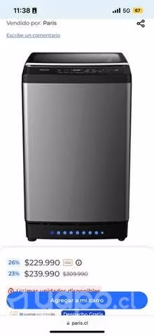 Lavadora 13 kg carga superior Hisense