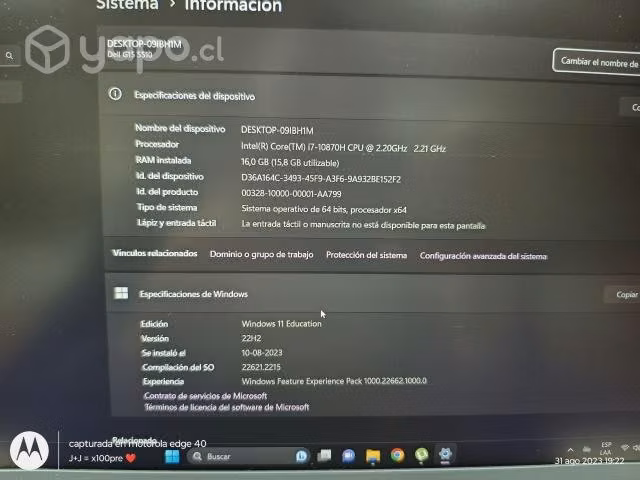 Notebook Gamer Dell G15 Core i7 - Imagen 3