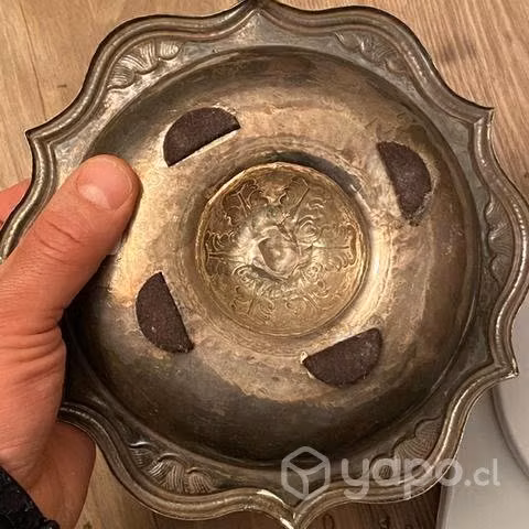 Antiguo limosnero Plata de Misa Virgen del Carmen