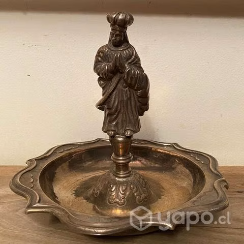 Antiguo limosnero Plata de Misa Virgen del Carmen
