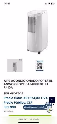 Aire acondicionado enwo semi nuevo