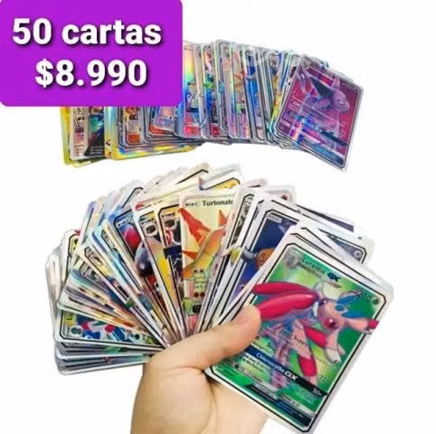 Cartas Pokemon GX 50 unidades Metalizadas