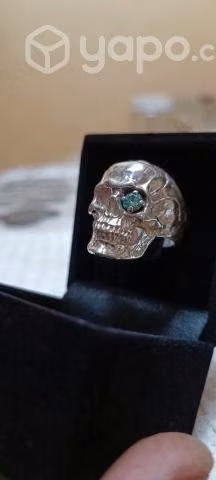 Anillo de plata 950 calavera y diamante vvs - Imagen 3