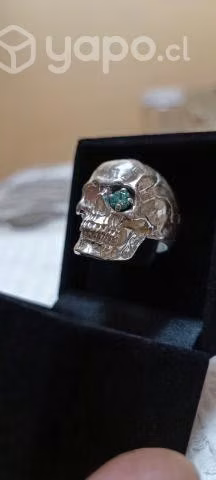 Anillo de plata 950 calavera y diamante vvs