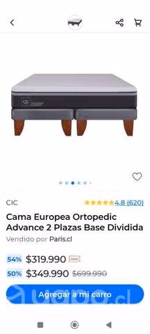 Cama Cic Ortopédic 2 plazas nueva bases divididas