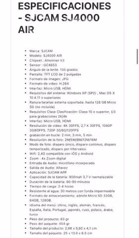 Cámara Deportiva SJCAM SJ4000 AIR 4K WIFI