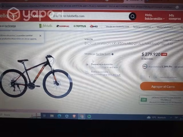 Bicicleta visión Krypton aro 29 aluminio naranja