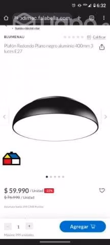Plafón circular negro Lampara