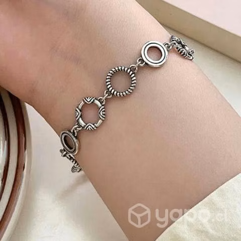 Pulsera circular plata de ley 925 diseño retro - Imagen 3