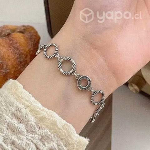 Pulsera circular plata de ley 925 diseño retro - Imagen 2