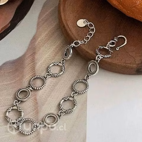 Pulsera circular plata de ley 925 diseño retro