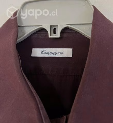 Camisa Marca Camicissima Slim Fit Talla Xxl Burdeo