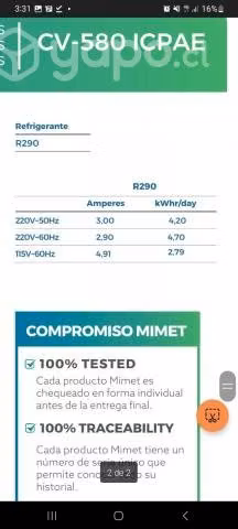 Congeladora cv-580 icpae mimet