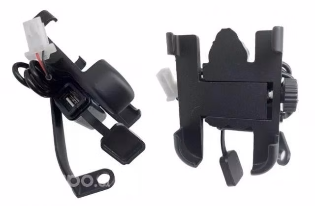 Soporte metalico celular moto con cargador