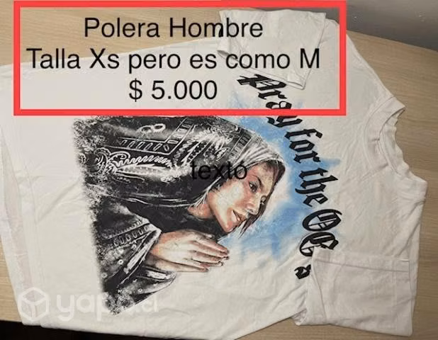 Polera talla XS, pero es grande como Talla M
