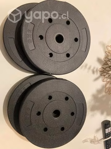 Juego de discos, barras, mancuernas y saco 20kg - Imagen 6