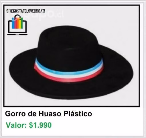 Gorro de Huaso Plástico Unisex - Imagen 2