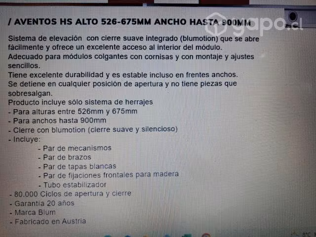 Sistema de Elevación con cierre Suave marca Blum