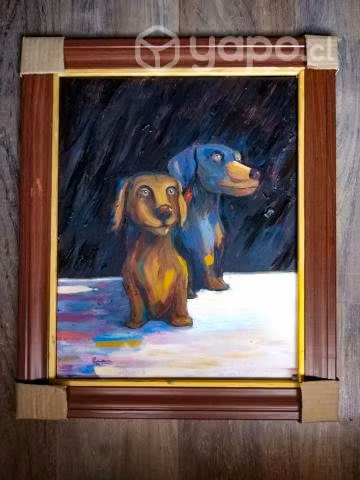 Cuadro- Pintura. Perros salchichas estudio pictóri