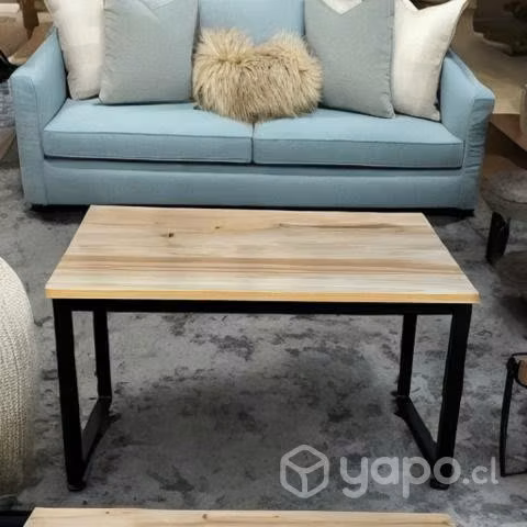 Mesa De Centro Industrial Rectangular De Fierro