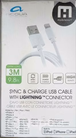 Cargador IPhone cable 3 mts