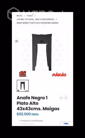 Anafe Alto 1 plato MAIGAS