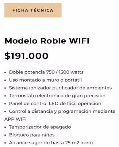 Calefactor convector eléctrico wifi - Imagen 2