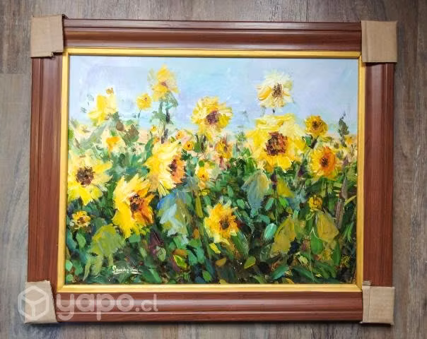 Cuadro- Pintura. Girasoles al natural