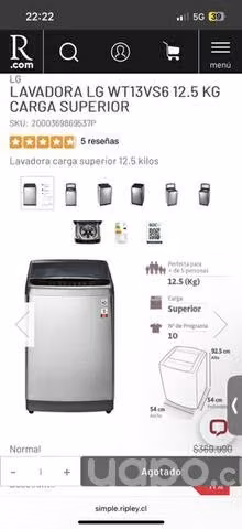 Lavadora LG 12,5 kg