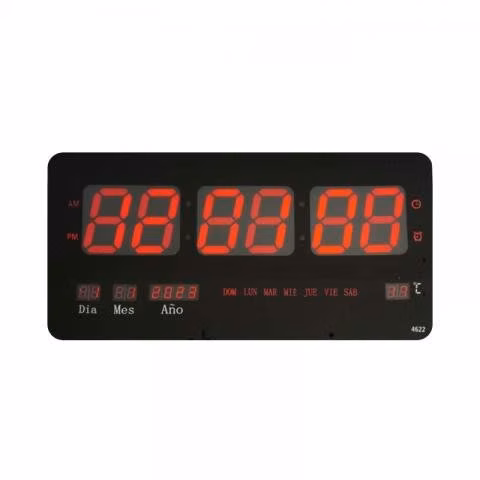 Reloj digital pared led fecha temperatura