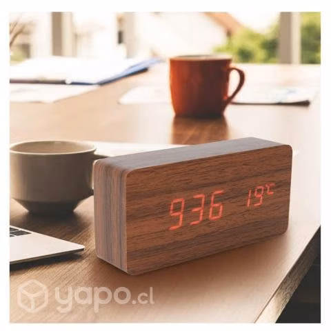 Reloj Despertador Digital Madera Luz Led ak82