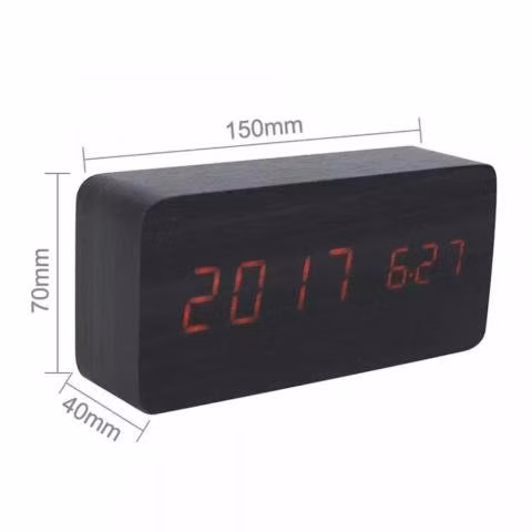 Reloj Despertador Digital Madera Luz Led ak82