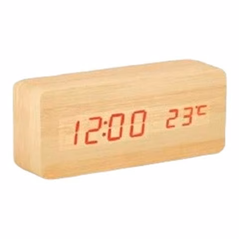 Reloj Despertador Digital Madera Luz Led ak82