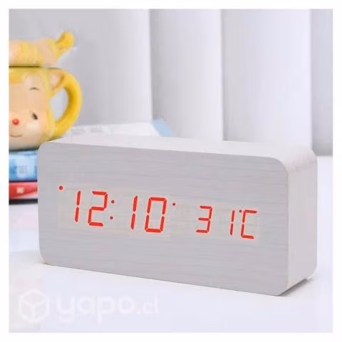 Reloj Despertador Digital Madera Luz Led ak82