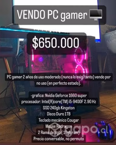 PC gamer perfecto estado (precio conversable)