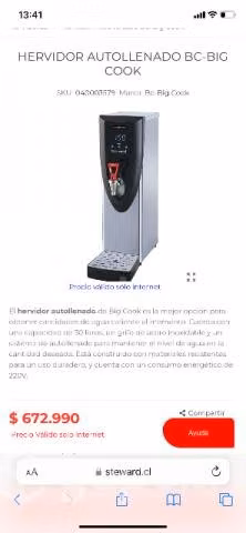 Vendo hervidor autollenado de Big Cook