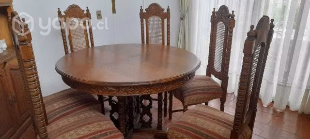 Juego de Comedor madera 6 sillas antiguo