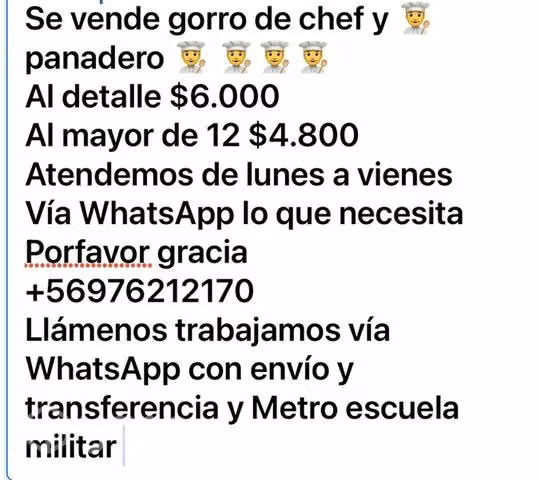 Vendó gorro de chef y panadero - Imagen 3