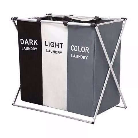 Cesta de ropa 3 compartimientos plegable