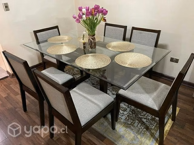 Comedor elegante de vidrio 6 sillas