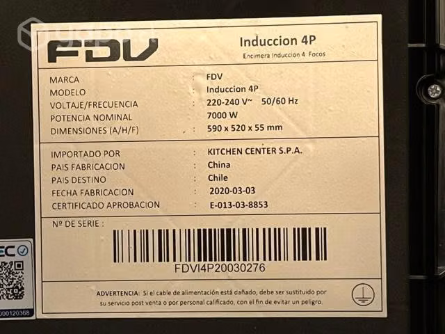 Cocina inducción 4p FDV - Imagen 2