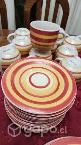 Taza con plato juego loza - Imagen 2