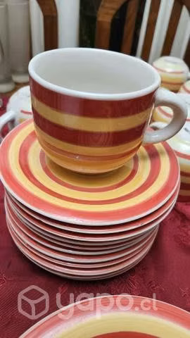 Taza con plato juego loza