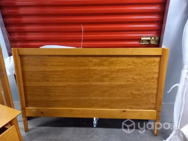 Cama 2 plazas + 2 veladores madera + colchón - Imagen 2