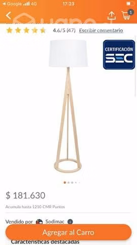 Lámpara de pie madera